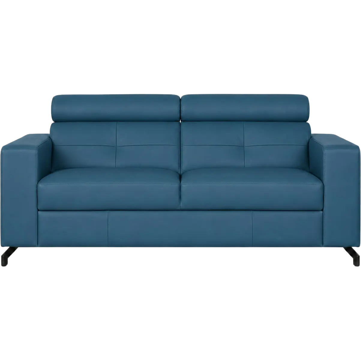 afbeelding van Leren bank Nova - 2.5 zits - Toledo Turquoise (blauw) - poten staal zwart